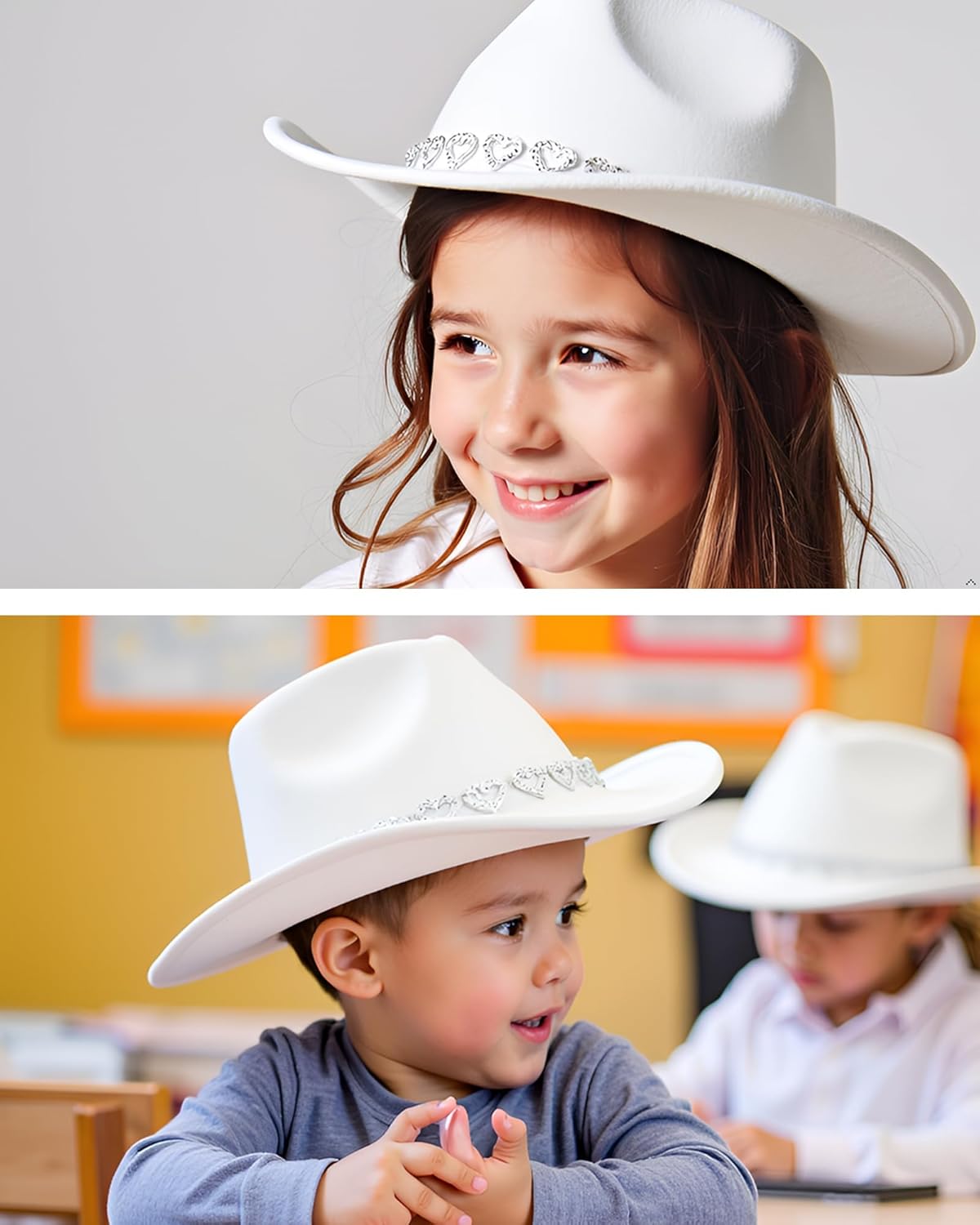 Gossifan Western Hats Boys Girls Cowboy Felt Hat Sparkly Rhinestone Cowgirl Hat