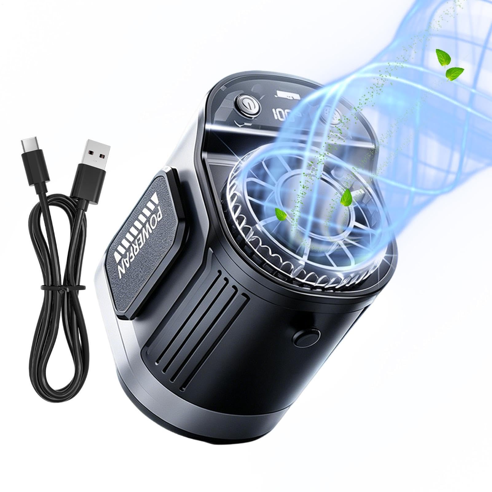 Ventilador de cintura portátil para camping y caminatas con 5 velocidades y batería de 3600 mAh