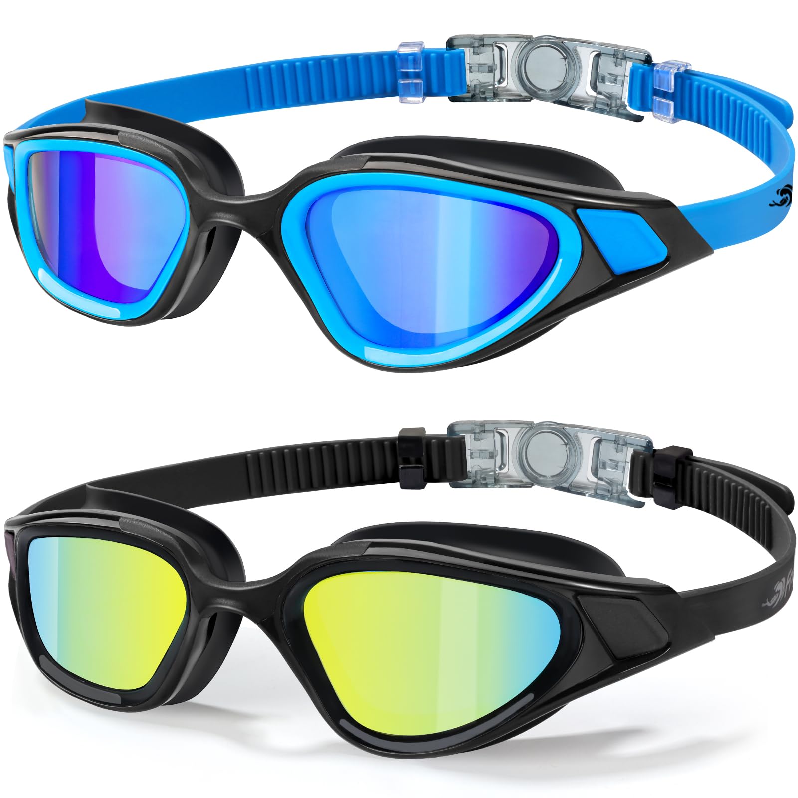 Freela Confezione da 2 occhialini da nuoto polarizzati, unisex, per adulti, protezione UV400, anti appannamento, ampia visione chiara a 180°, per uomini, donne e giovani