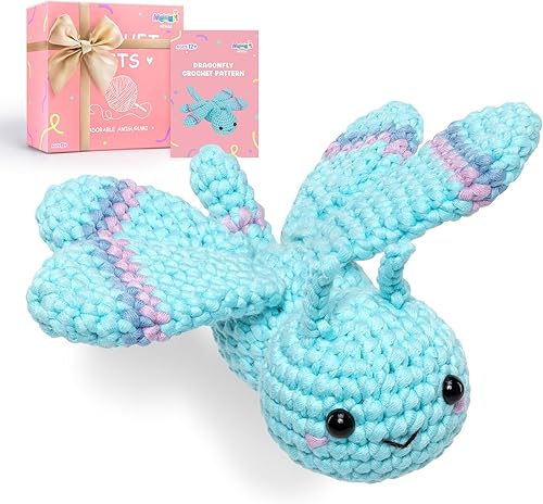 Kit completo de ganchillo para principiantes, kit completo de ganchillo de animales con más de 40% de hilo de cinta preiniciada, tutoriales en video