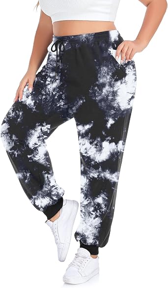 COOTRY Plus Size Sweatpants for Women Loose Elastic Waist Drawstring Joggers Workout Lounge Pants With Pockets