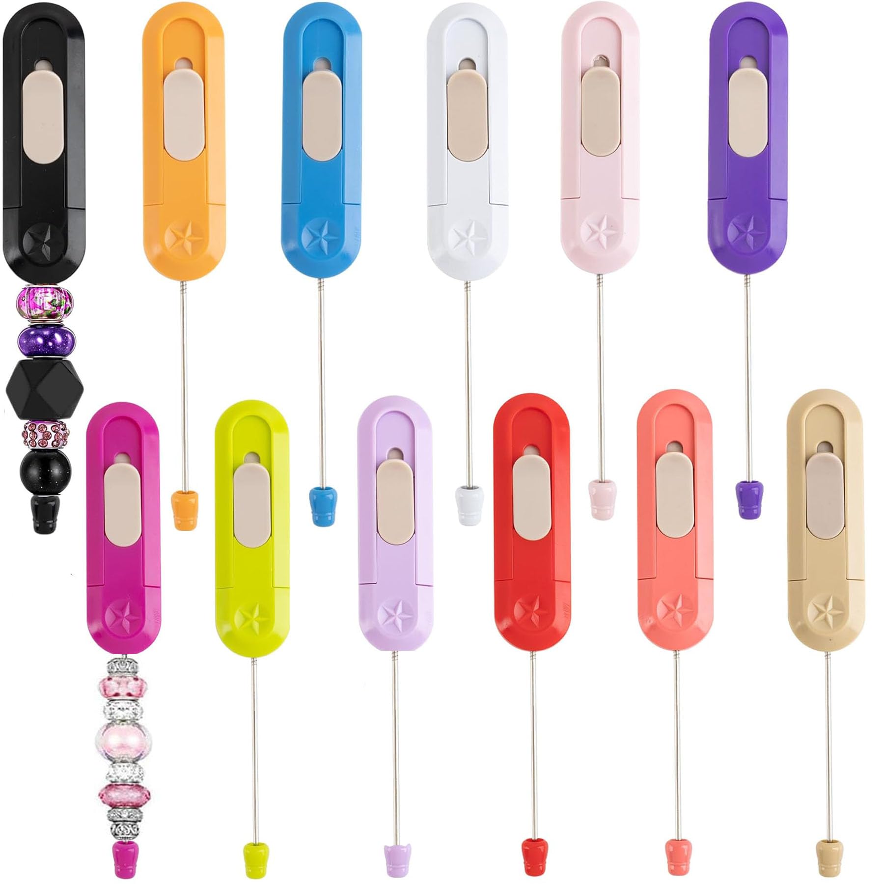 Frinnovan, Beadable Letter Opener Blanks - Metal Envelope Slitter Mail Openers with Beaded Design Assorted Colors (Colorful, 12 Packs)