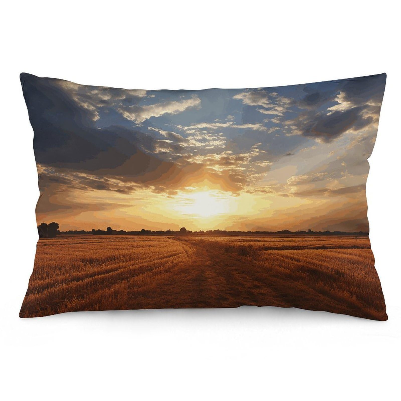 2 Pack Pillow Cases for Hair and Skin, Soft Breathable Pillow Case Covers with Hidden Zipper, Field Sunrise Pillowcase 12 "x20 Pillow Covers for Sleeping Gift