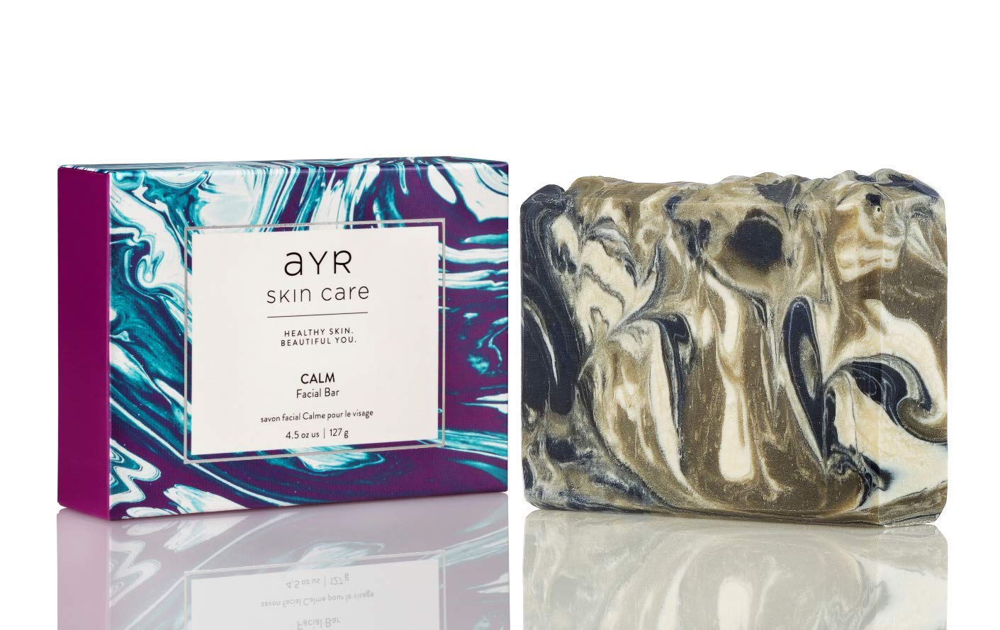 Ayr Skin Care Calm Facial Bar Soap | Natural, Organic Ingredients | With Activated Charcoal, Tumeric, and Sea Clay | 4.5 oz : Beauty & Personal Care