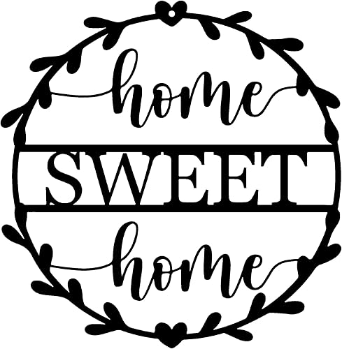 Miniatura 8 de Metal Home sweet home Sign Wall Art Decor for Gift Present Indoor Home Bedroom Living Room Decorations (Black 28 x 28 cm)