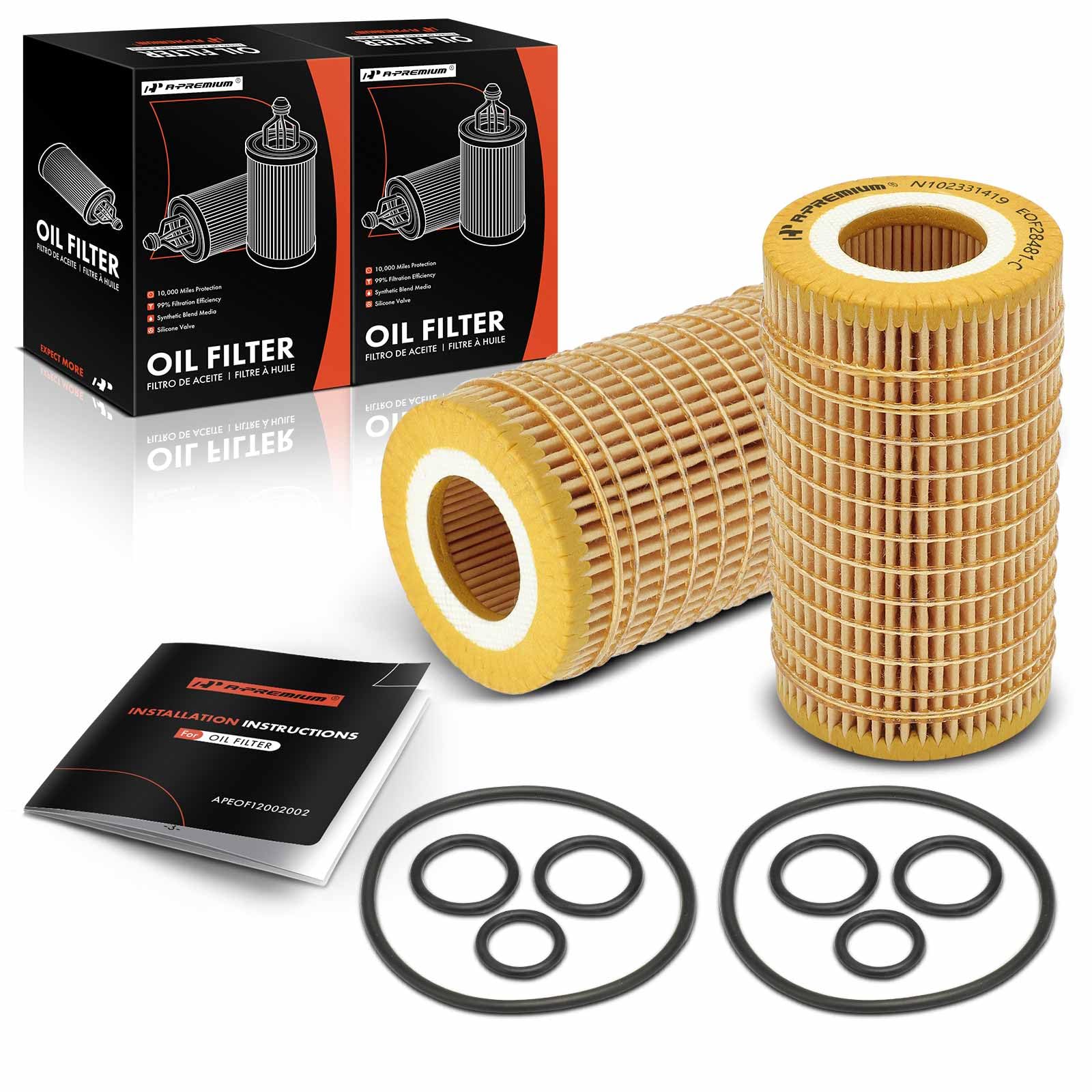 A-Premium 4-PC Oil Filter Kit For Volvo – Fits XC60, XC90, S60, More (10K Mile Protection) - View #2