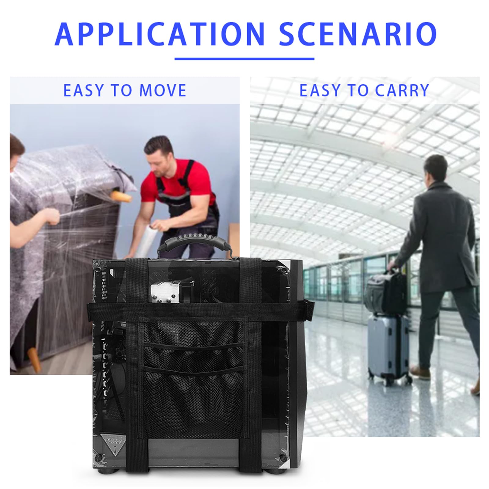Supporti per CPU Tracolla for PC Tower Regolabile, Supporto for Cintura for PC Desktop, Imbracatura da Viaggio con Maniglia e Tasche Supporto per PC