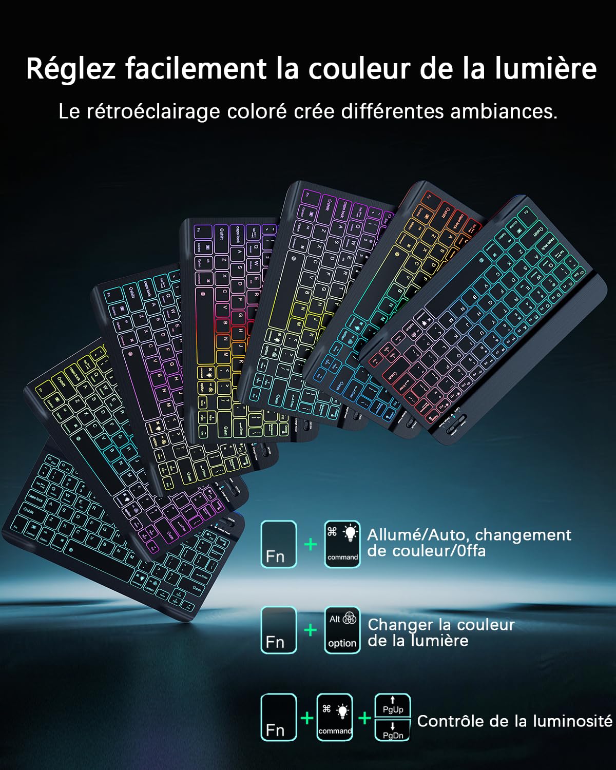 Pour Samsung Galaxy Tab S10 Lite/S10 FE (2025)/S9 FE/S9 (2023)/Tab S8 (2022)/Tab S7 (2020) 10.9-11Pouces Coque Étui Avec Bluetooth Français (AZERTY) Clavier Rétroéclairé Souris Backlight Keyboard Case