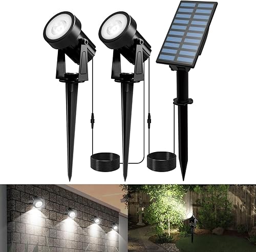 Miniatura 18 de T-SUNUS - Foco solar para jardín al aire libre, 4 en 1, luces solares IP65, impermeable, cable de 9.8 pies, panel solar separado de 5 W,