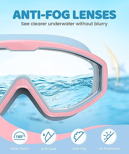 Miniatura 5 de Gafas de natación para niños, paquete de 3 gafas de natación para niños de 4 a 16 años, gafas de piscina con protección UV antivaho para niños y
