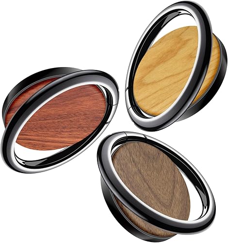 Miniatura 13 de Carveit Soporte de anillo para teléfono celular con diseño de madera maciza, soporte de metal compatible con iPhone 16 Pro Max 13 14 Galaxy S24