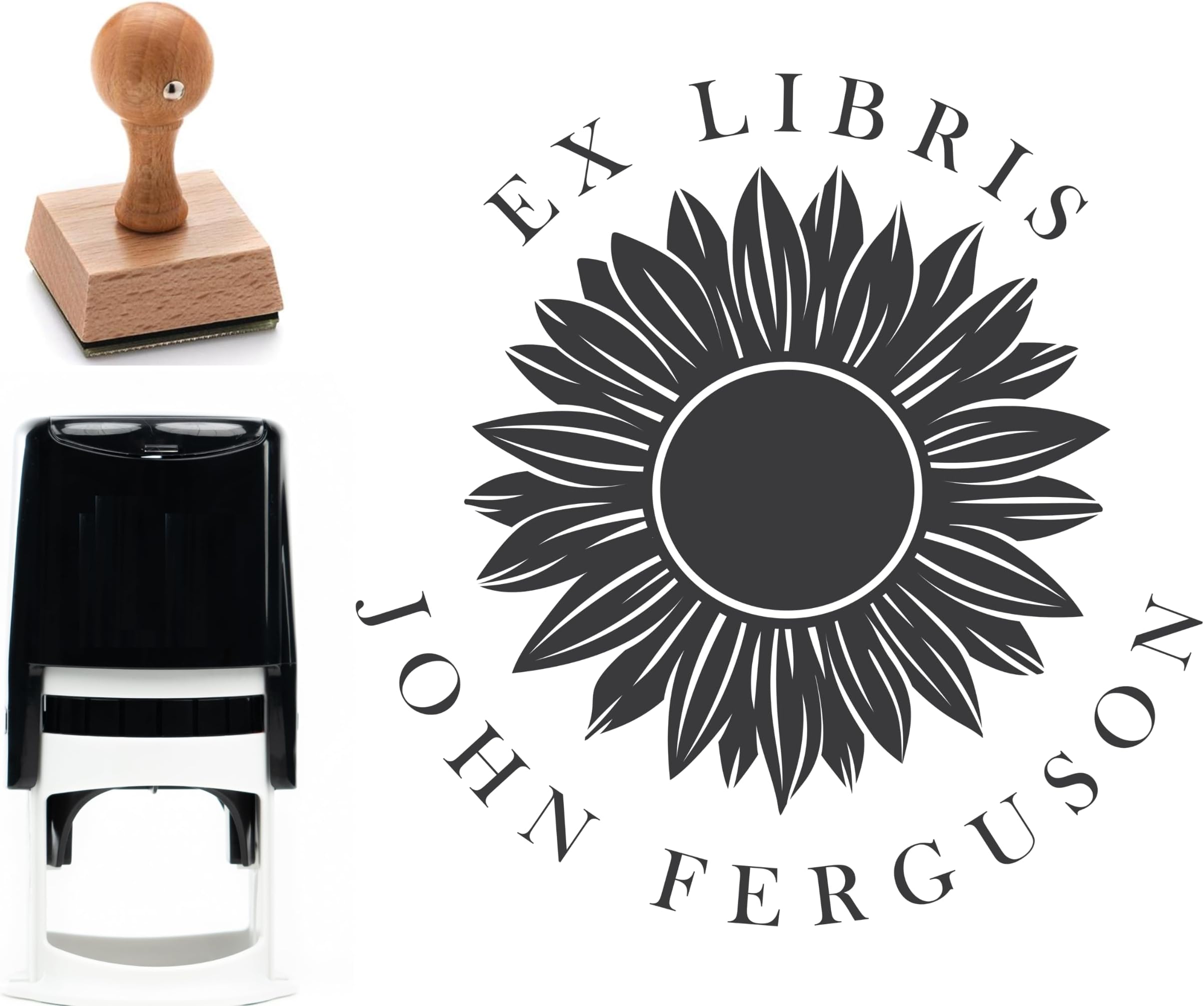 Personalized Library Book Stamp with Charming Floral Theme - Add a Touch of Elegance to Your Book Collection - Customizable Self-Inking Stamp - Custom Stamps Self-Inking - Custom Stamp (1 5/8” x 1 5/8”)