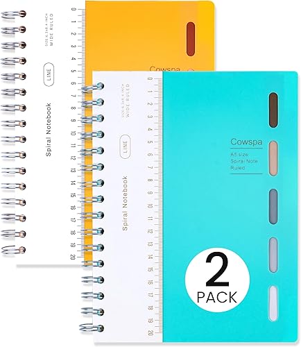 Miniatura 1 de Cuaderno de espiral de 5 materias encuadernado en espiral con rayas anchas de 7 x 8.5 pulgadas, cuaderno de espiral de tapa dura con divisores,