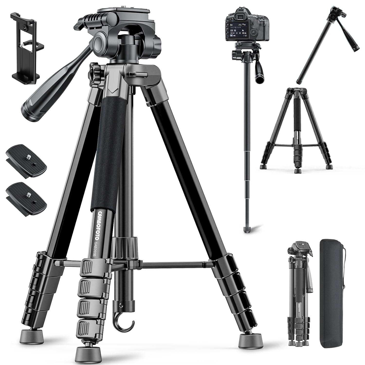Amazon | CAMBOFOTO 73インチカメラ三脚と一脚、プロフェッショナル