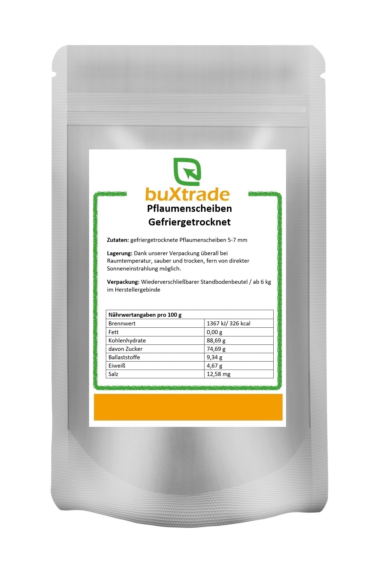 2 kg Gefriergetrocknete Pflaumenscheiben, Pflaumen, Trockenfrüchte, Fruchtscheiben, Buxtrade