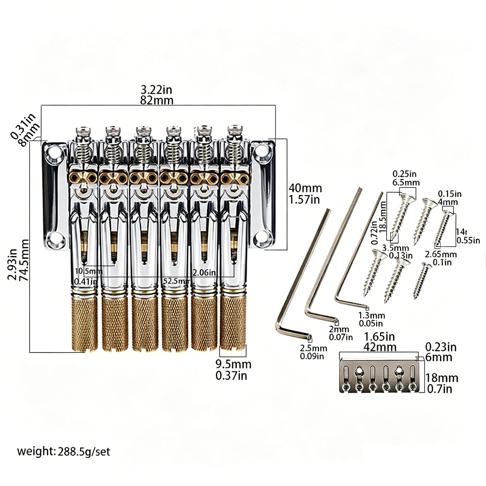 banapoy Puente de Guitarra sin Cabeza de 6 Cuerdas, Monturas Ajustables Puente de Guitarra Eléctrica sin Cabeza, de de Aleación para Eléctrica sin