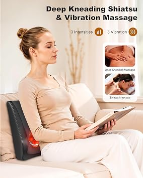 Snailax Shiatsu Back Massager with Heat, Cordless 4D Neck Massage Pillow | 8 Nodes, 3 Vibration Modes, 2500mAh Battery, 2-Hour Runtime, 30-Min Auto-Off, Deep Kneading, Detachable Intensity Flap