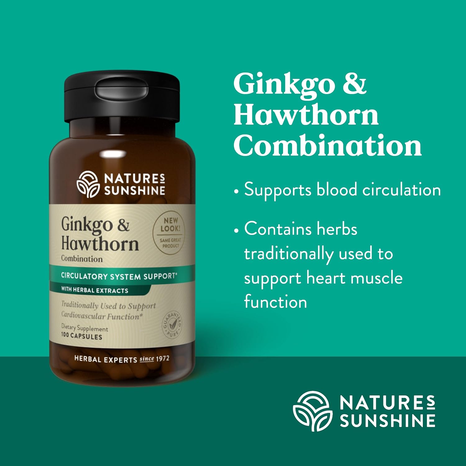 Nature's Sunshine Ginkgo And Hawthorn Combination, 100 Capsules | Herbal Combination Supports Increased Circulation Body-Wide and Helps with Oxygen Utilization in the Heart