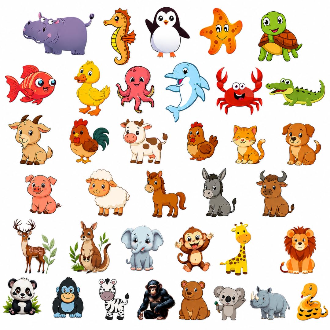 RufaStories Farm, Sea & Forest Animal Fridge Magnets Combo for Kids – 40 Pcs Fridge Magnet Stickers for Kids Learning – Toddler Learning Magnets, Educational Fridge Magnet Set