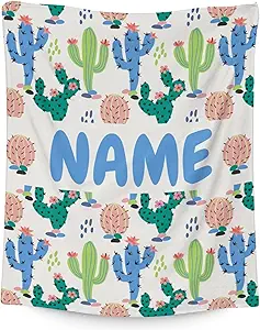 Custom Cactus Throw Blanket - Soft, Fuzzy & Warm - 30x40 Inches Small Blankets for Lap, Crib - White Aesthetic Throws Gift for Baby