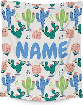 Custom Cactus Throw Blanket - Soft, Fuzzy & Warm - 30x40 Inches Small Blankets for Lap, Crib - White Aesthetic Throws Gift for Baby