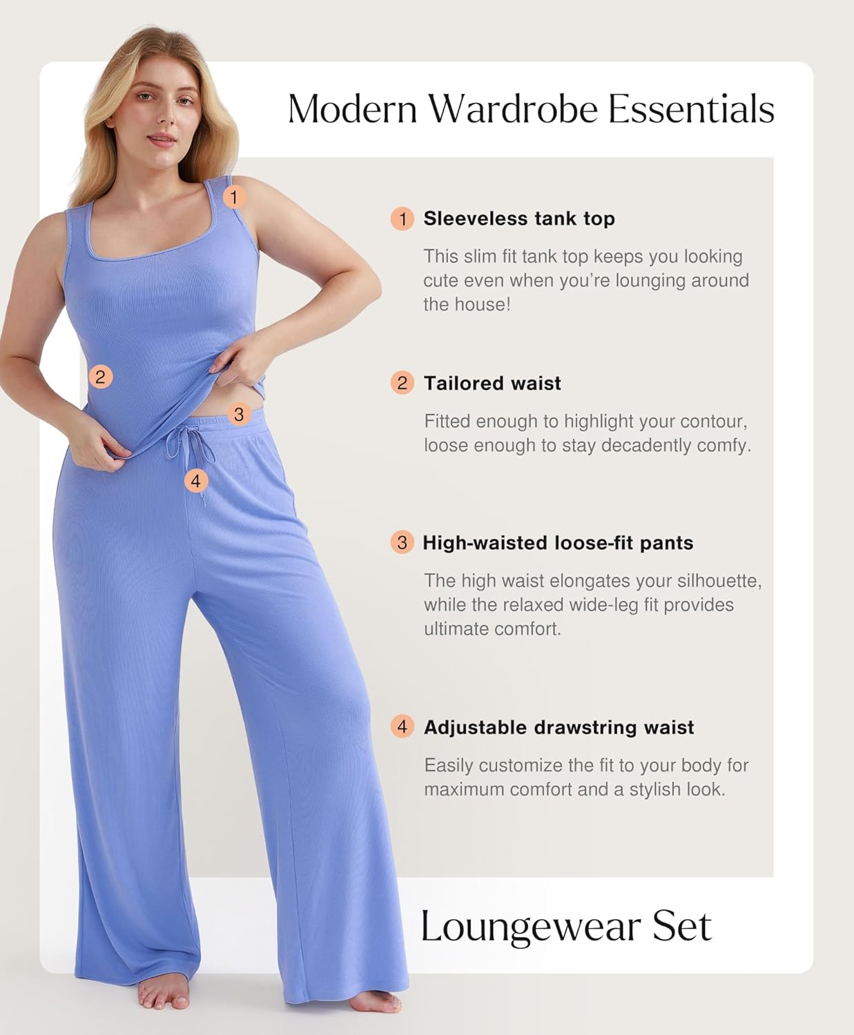 Popilush Pajamas for Women Set 2 Piece Modal Lounge Wear Sleeveless Ribbed Tank Top and Shorts for Holiday Party Pjs - Image 4