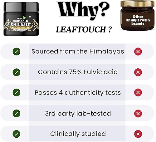 Miniatura 5 de LEAFTOUCH - Resina Shilajit de oro puro  Resina Shilajit pura del Himalaya  Orgánica y de alta potencia  Más de 85 minerales traza y rica en ácido