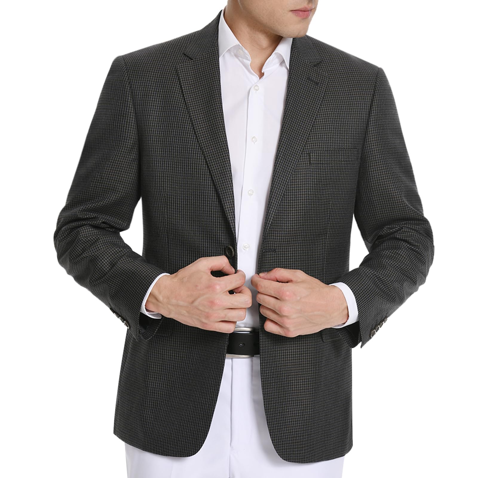 P&L Men's Classic Fit Houndstooth Blazer Sport Coat 2 Button Casual Jacket for Business, Party & Travel