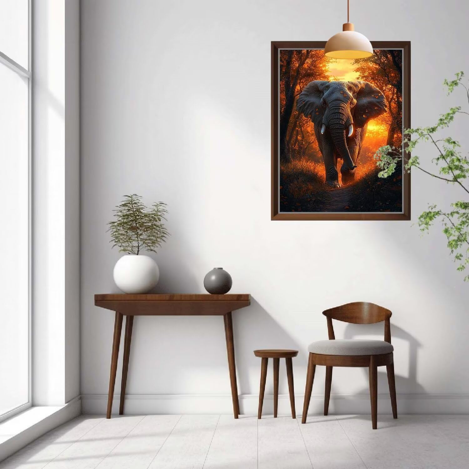 Foresta,Elefante Kit per Dipingere con i Numeri,Fai da Te Quadri da Dipingere Numerati per Hobby Creativi Adulti,Kit di Pittura a Olio su Tela Principianti per Decora la Casa Regalo 80x107cm 54N-8427