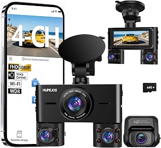 HUPEJOS V7 360° Dash Cam, 4 Channel Quad Camera Front, Left, Right, and Rear with WiFi, Adjustable Lens Dash Camera for Ca... Price In India