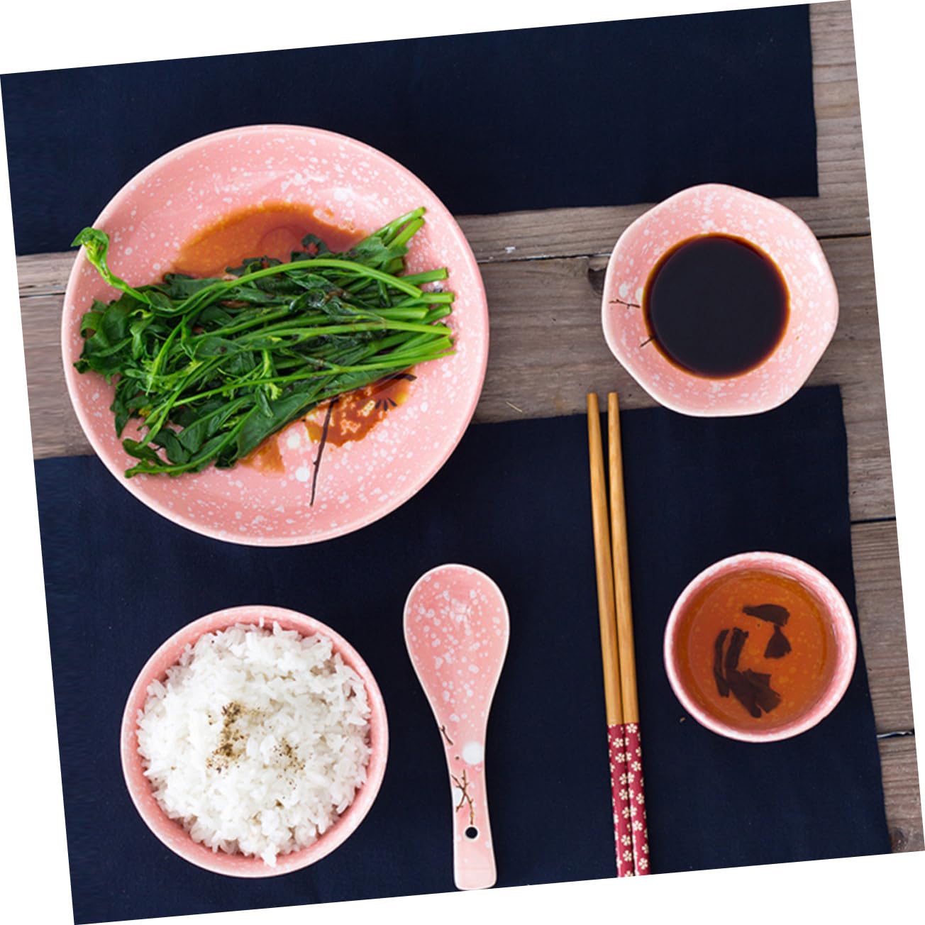 Service de Table Japonerie en Céramique Rose, 12 Pièces pour Maison | Style Délicat, Usage Maison ou Restaurant, Ensemble Unique, Finition Rose, Composition Céramique