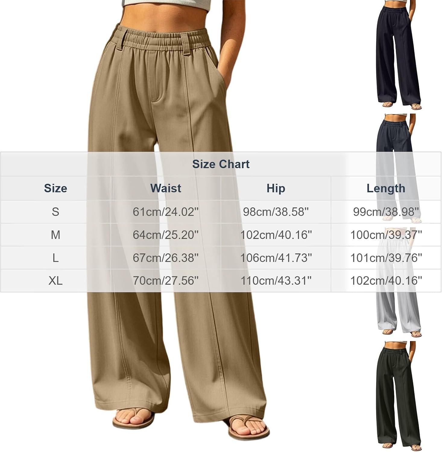 Womens Elastic Waist Barrel Pants Wide Leg Comfy Draped Cargo Trousers Loose Fit Casual Street Bottoms with Pockets