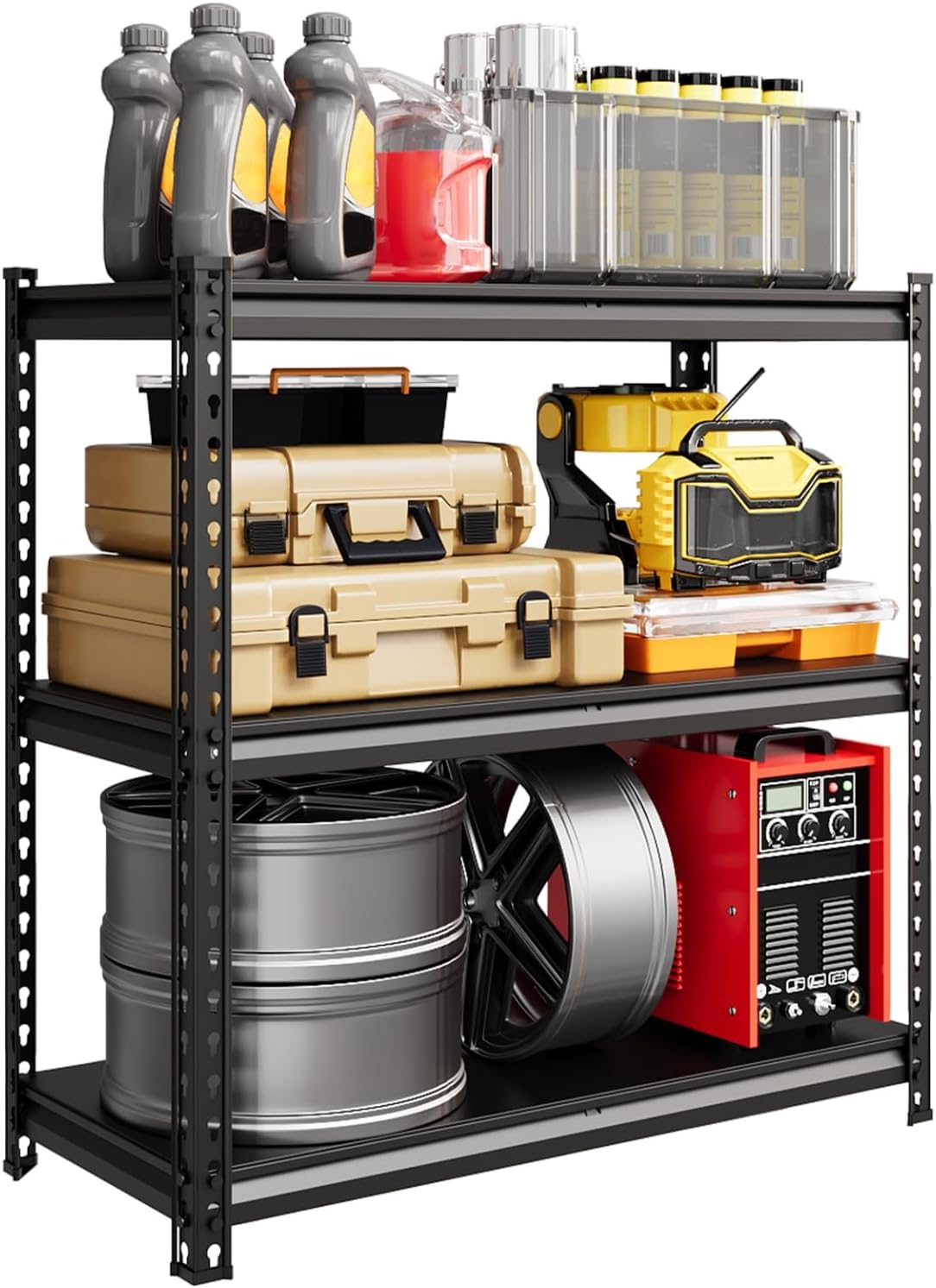 3-Tier Steel Garage Shelving Unit, 36"W x 16"D x 36"H, Adjustable Steel Utility Storage Rack with Metal Shelves, 770 LBS/Shelf Capacity, for Garage, Warehouse, Pantry & Basement, Heavy Duty, Black