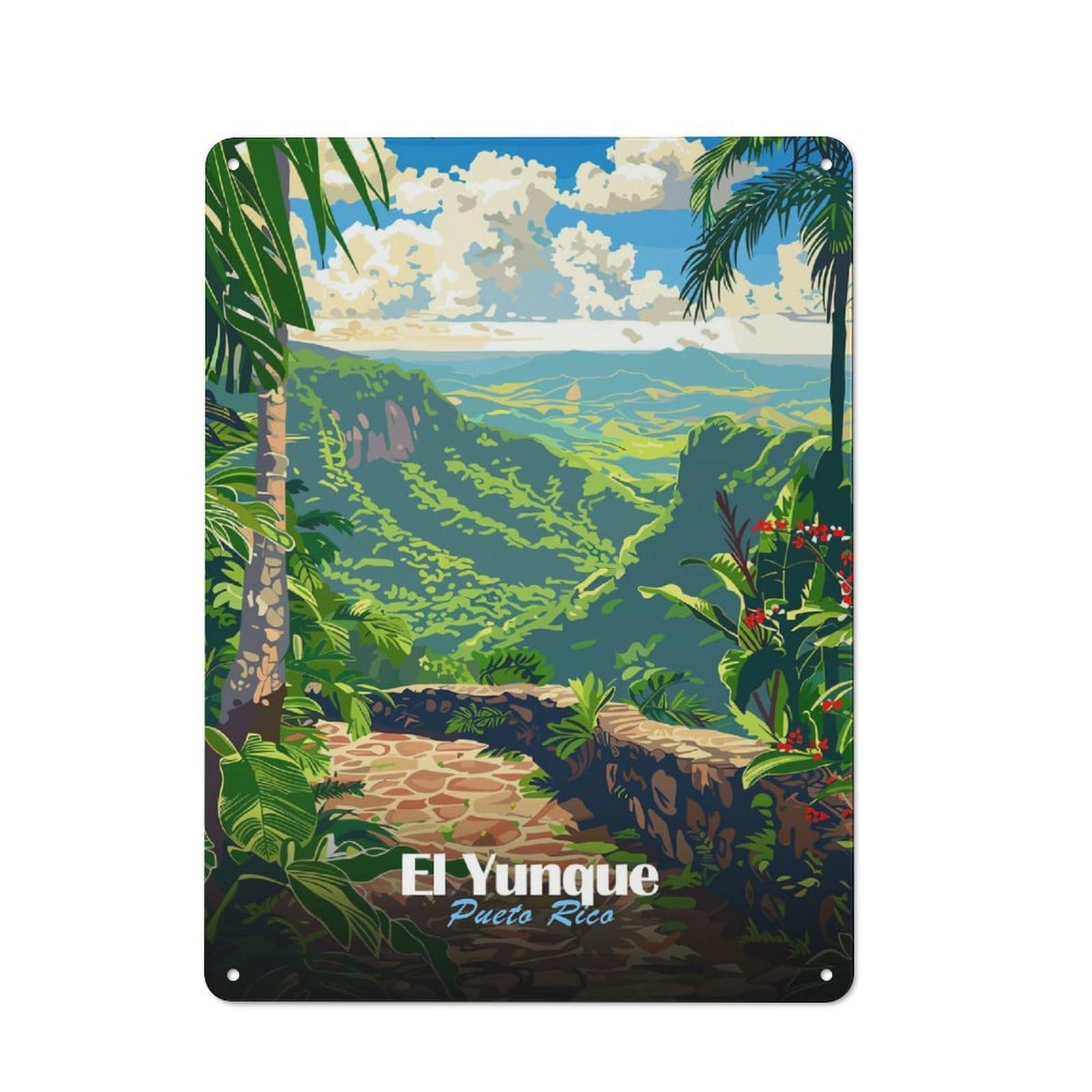 Junmoney Style-9 El Yunque National Forest, Puerto Rico Rustic Metal Plaque 40X30cm For Living Room Wall, Suited To Home Wall Decor Collectors