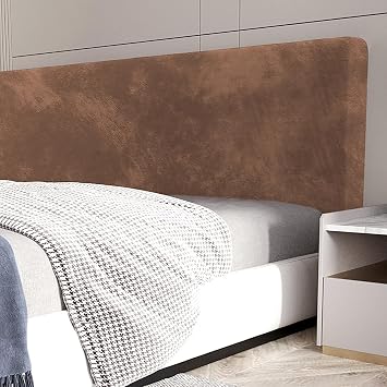 Velvet Headboard Slipcover, Universal Solid Color Dustproof Backrest Cover Bed Head Protector Cover for Full Queen Cal King Size Bed, Taupe, Queen59.0in