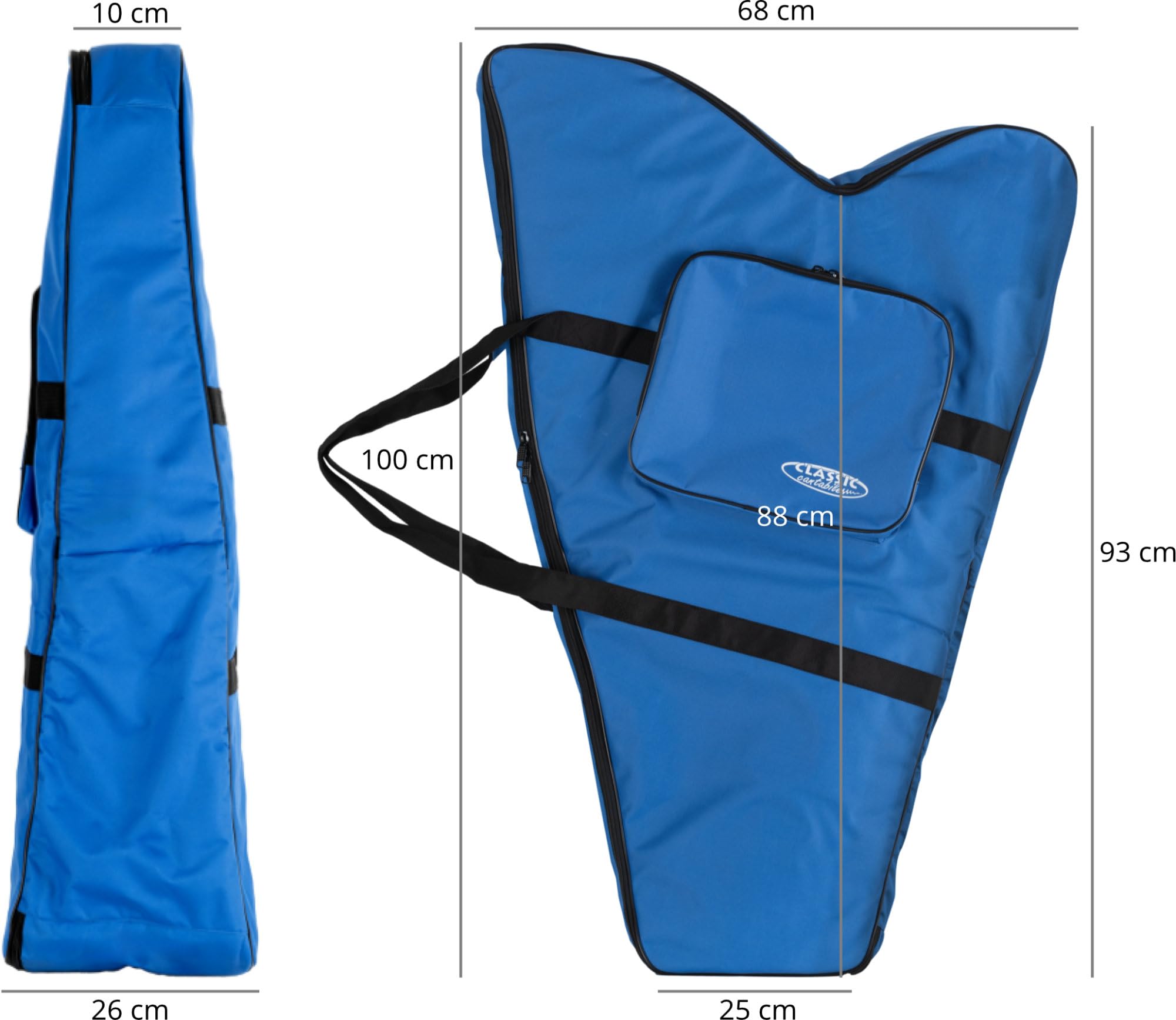 Classic Cantabile Housse pour Harpe Celtique 29 Cordes, Rembourrage 10 mm, Nylon Robuste, Grande Poche extérieure, Hauteur env. 100 cm, Couleur Bleu.