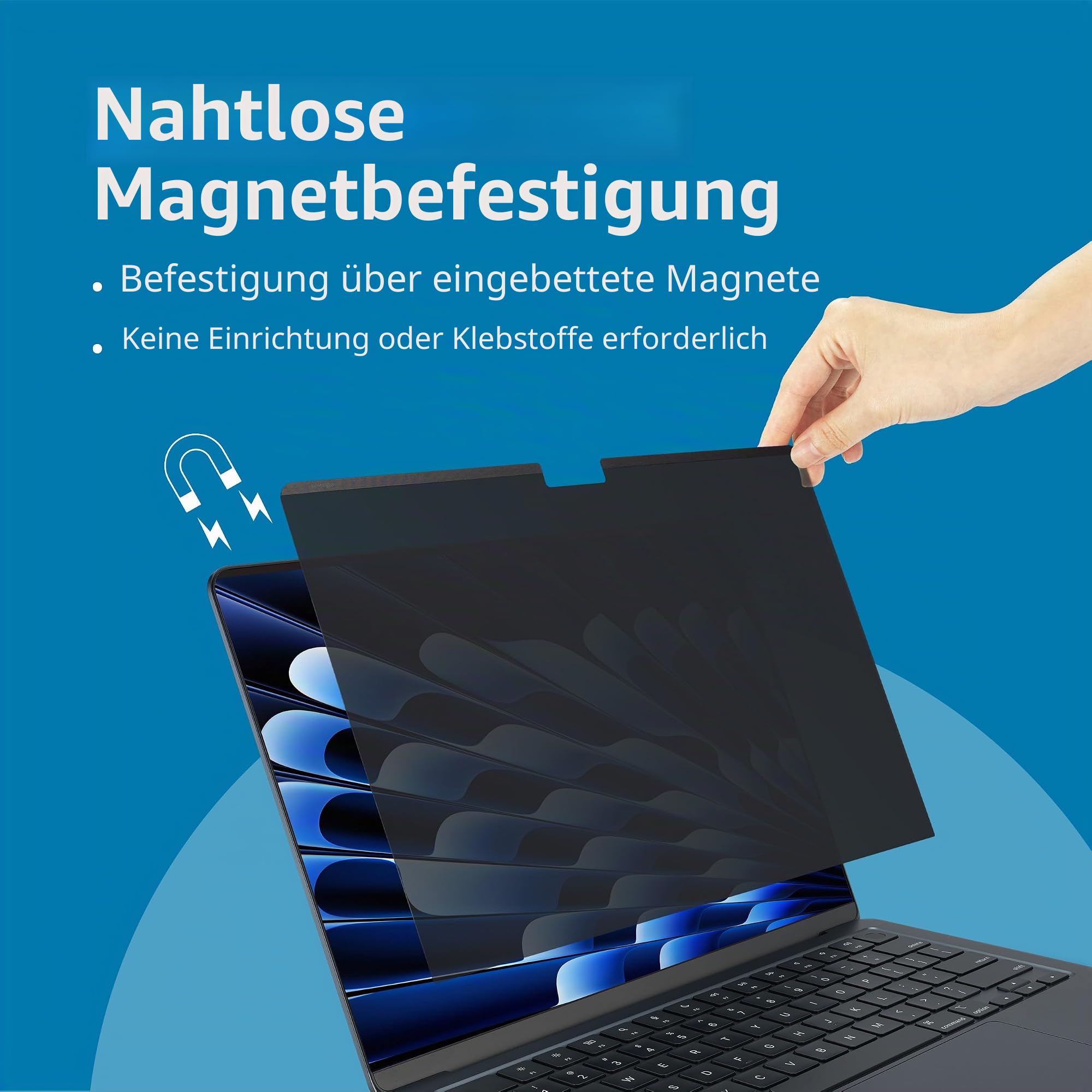 Kensington MagPro Elite Magnetische Sichtschutzfolie für MacBook Air 15" (M2, 2023), abnehmbare Blickschutzfolie mit Blaulichtreduzierung, exklusiv für MacBook Air 15" entwickelt (K58306WW)