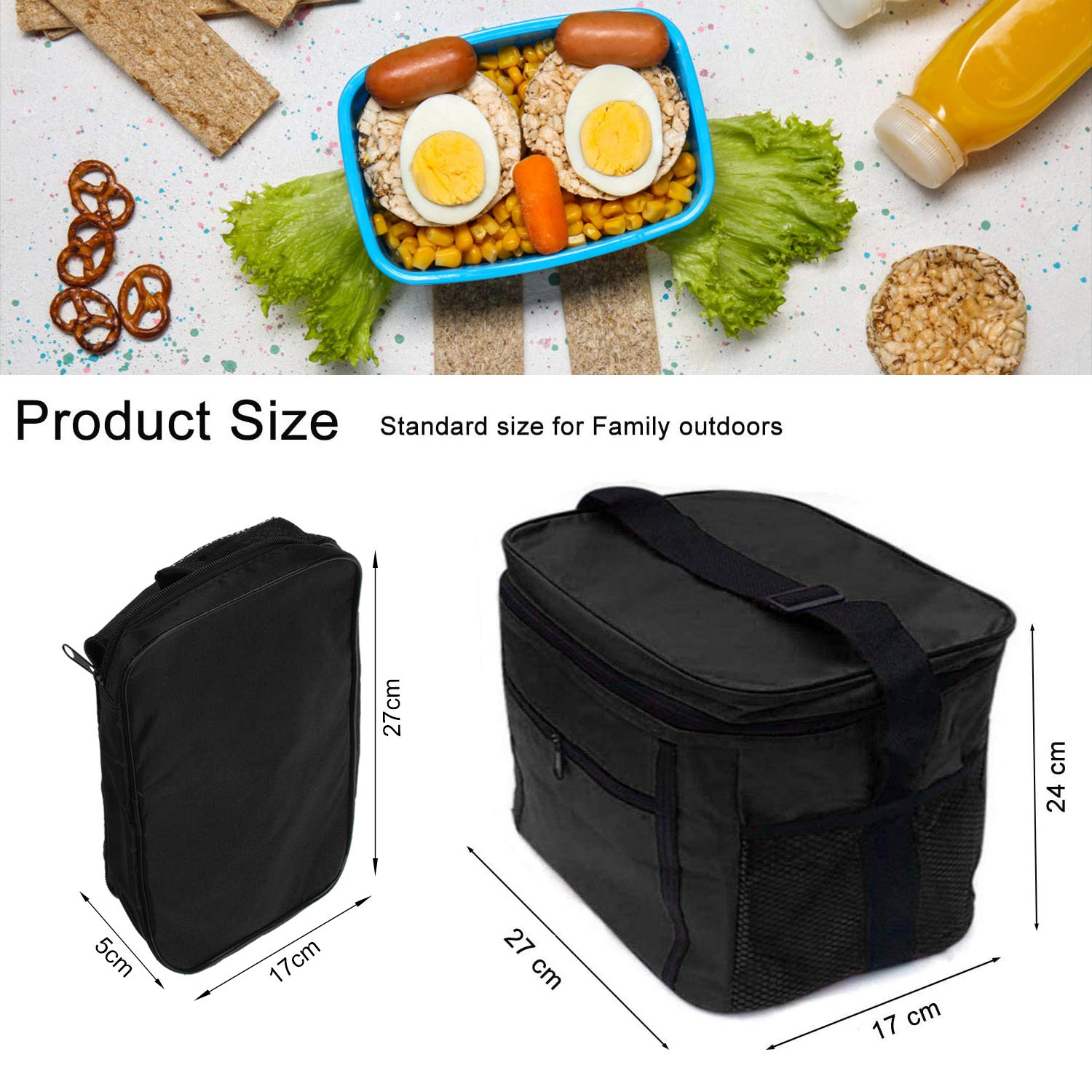 Sinwind Borsa Termica Porta Pranzo 10L Isoterma per Alimenti Caldo o Freddo Nero