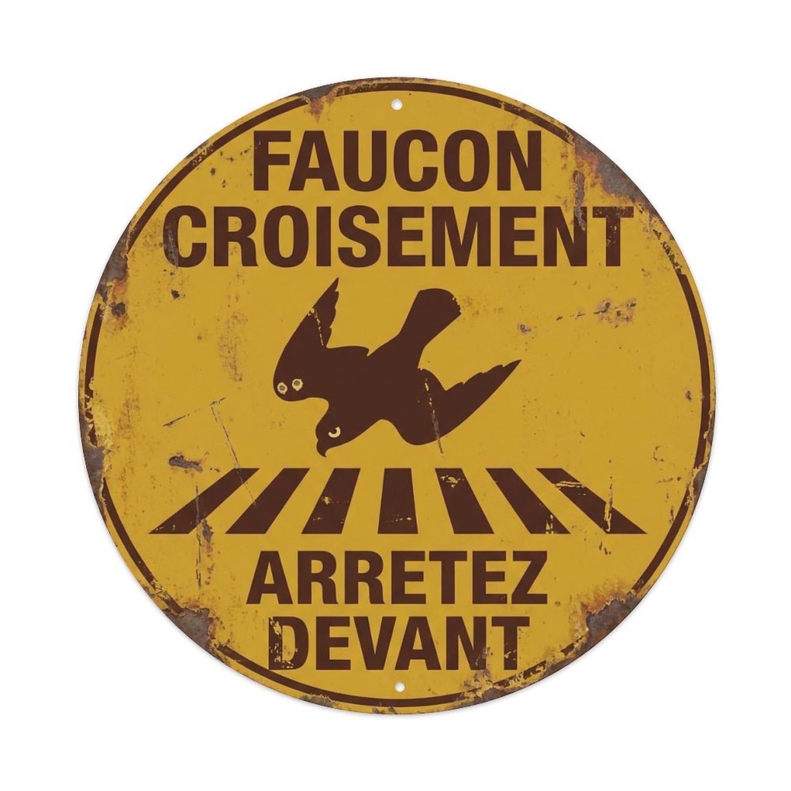 Falcon Crossing Arretez Devant Rustic Metal Tin Sign