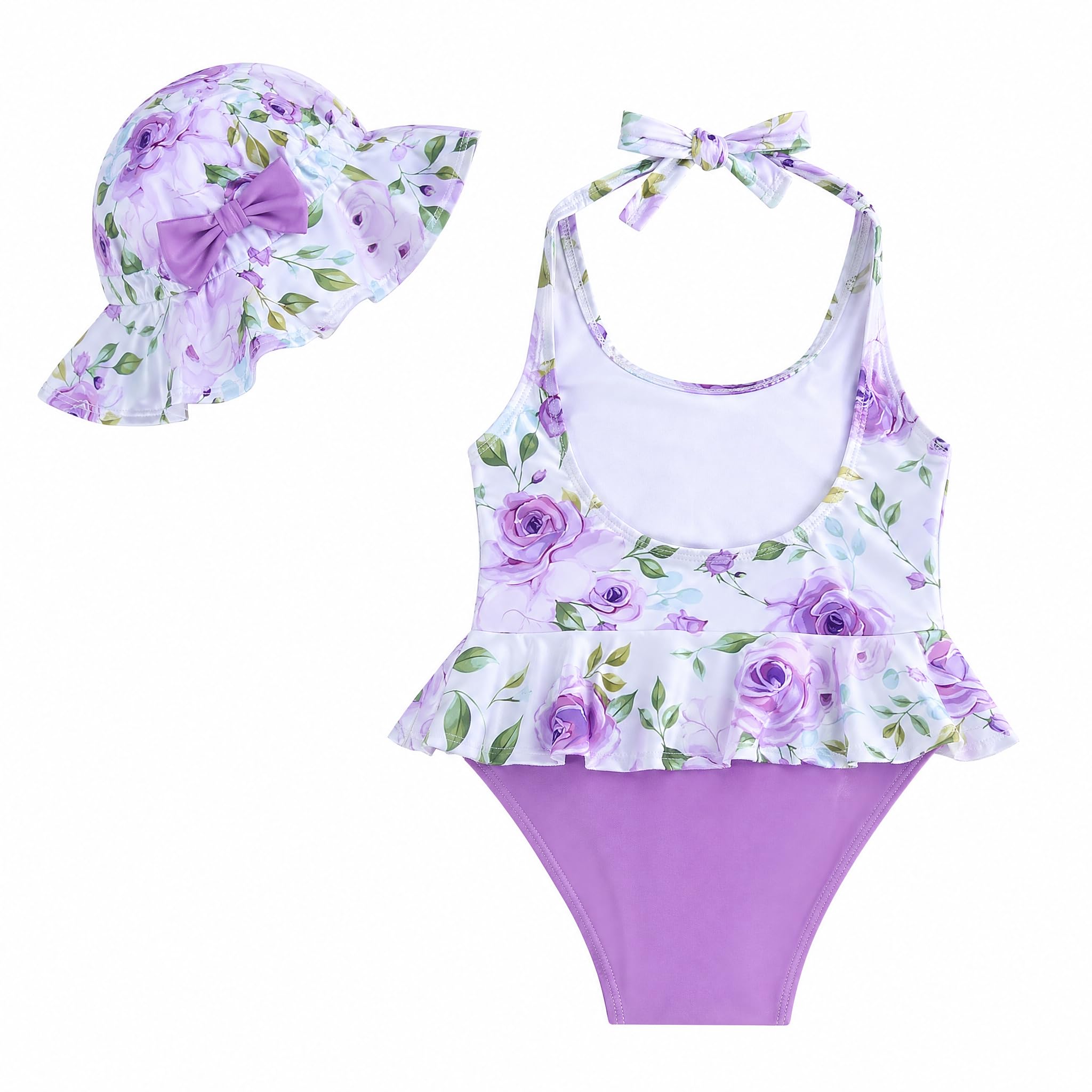 JiAmy Conjunto de natación para bebé recién nacida con bonito sombrero sin mangas de una pieza traje de baño de una pieza con lazo para verano, traje de baño de 0 a 24 meses — view 8