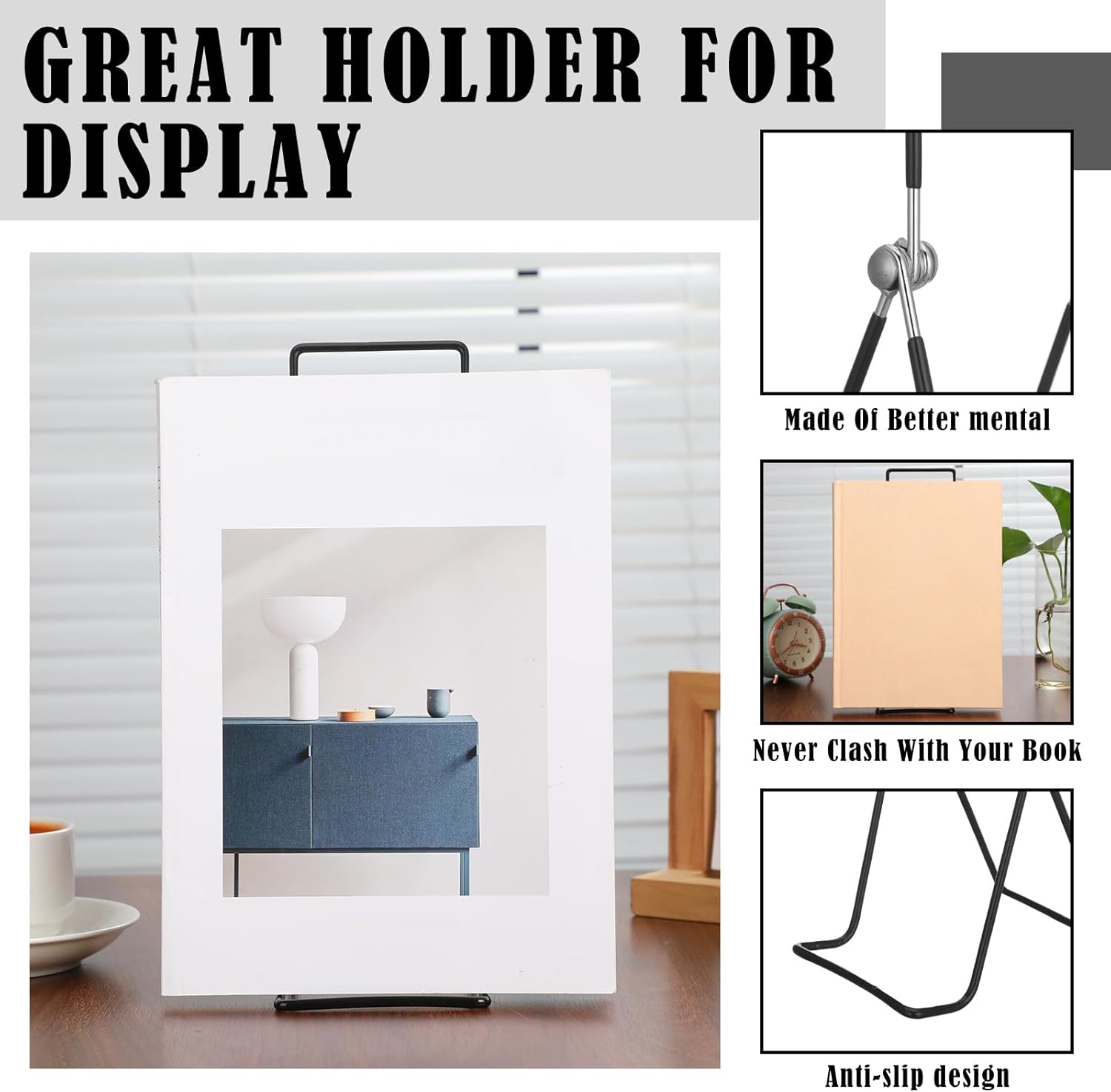 6 Pack Large Metal Book Stand for Display Adjustable Display Holder Easel Collector Stand for Home Office Back to School Books Frames Comic Plates Album CD Magazine (11.8 Inch)