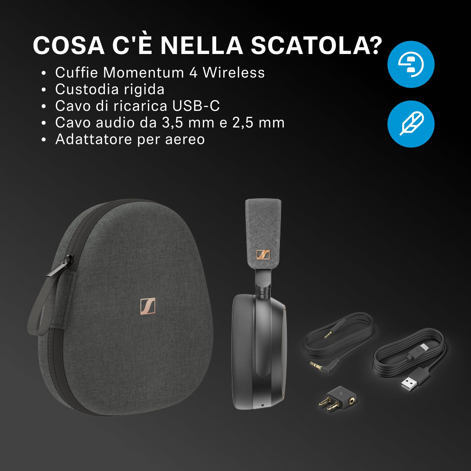 Sennheiser MOMENTUM 4 Wireless Special Edition: Bluetooth per telefonate cristalline con cancellazione adattiva del rumore, 60 h di autonomia e design pieghevole leggero, Nero/Rame - Vista 8