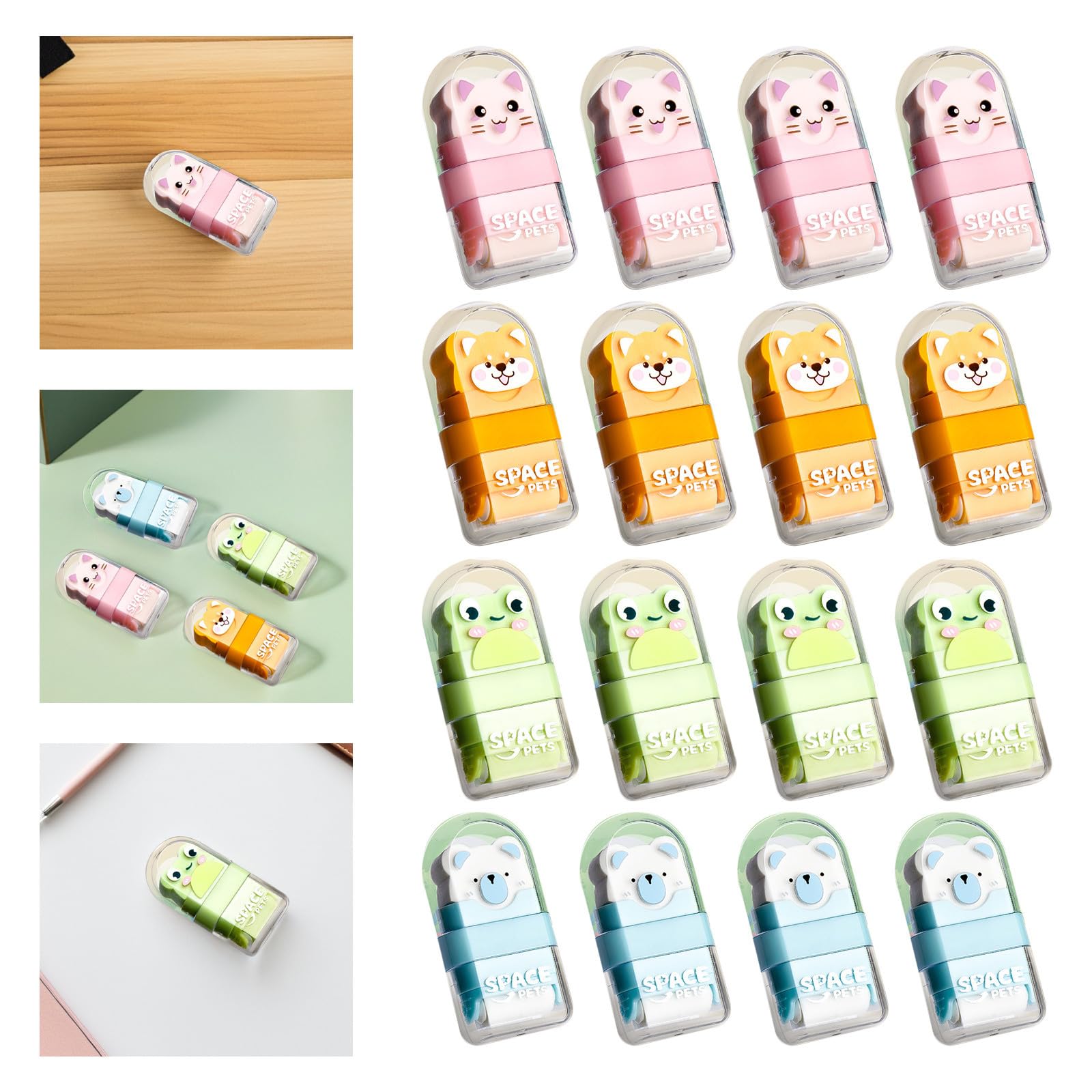 COLLBATH 24 Pezzi Gomme da Cancellare a Forma di Animale con Design Cartone Animato, Ergonomiche e Comode, in Gomma Pvc per Uso Artistico a Casa e Adulti