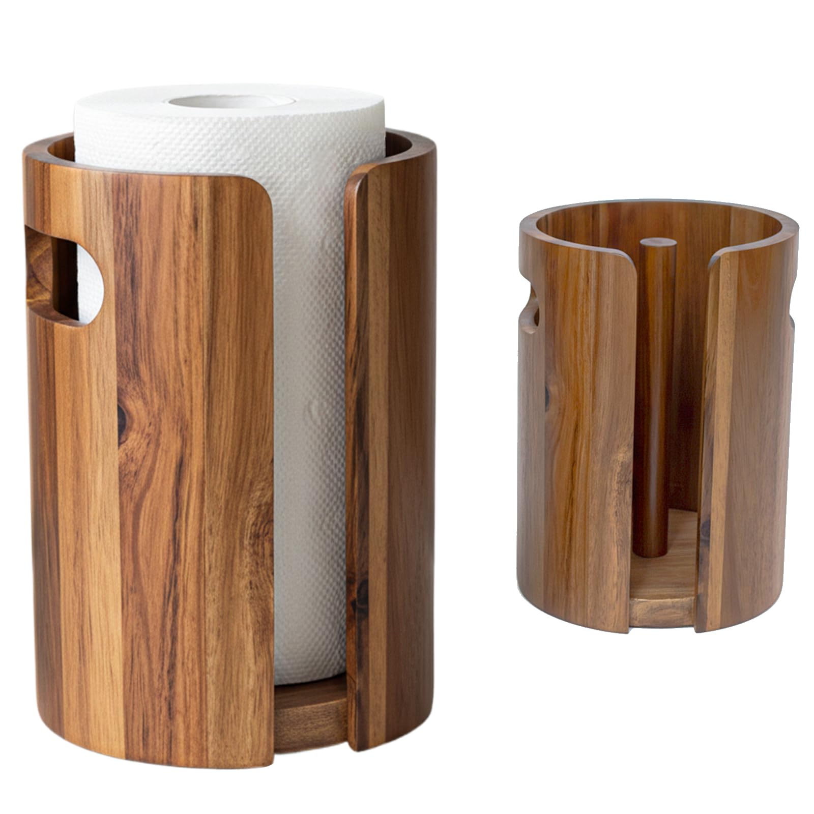 QoQoLiLi Acacia Wood Paper Towel Holder with Splash Guard
