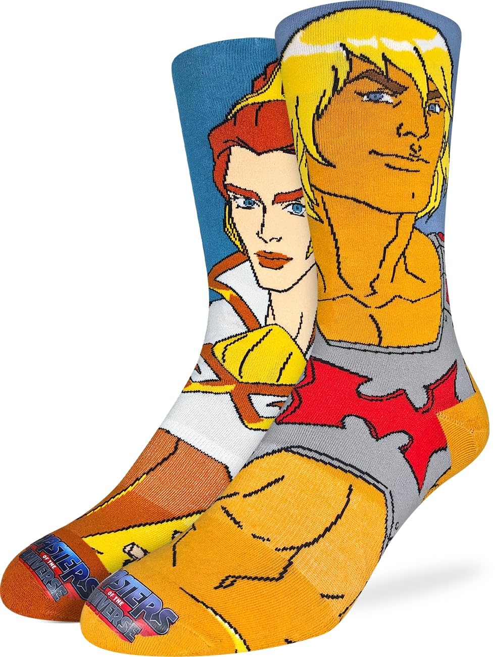 Good Luck Sock Men's Masters of the Universe & He-Man Socks, Adult, Masters of the Universe, He-man and Teela, Large