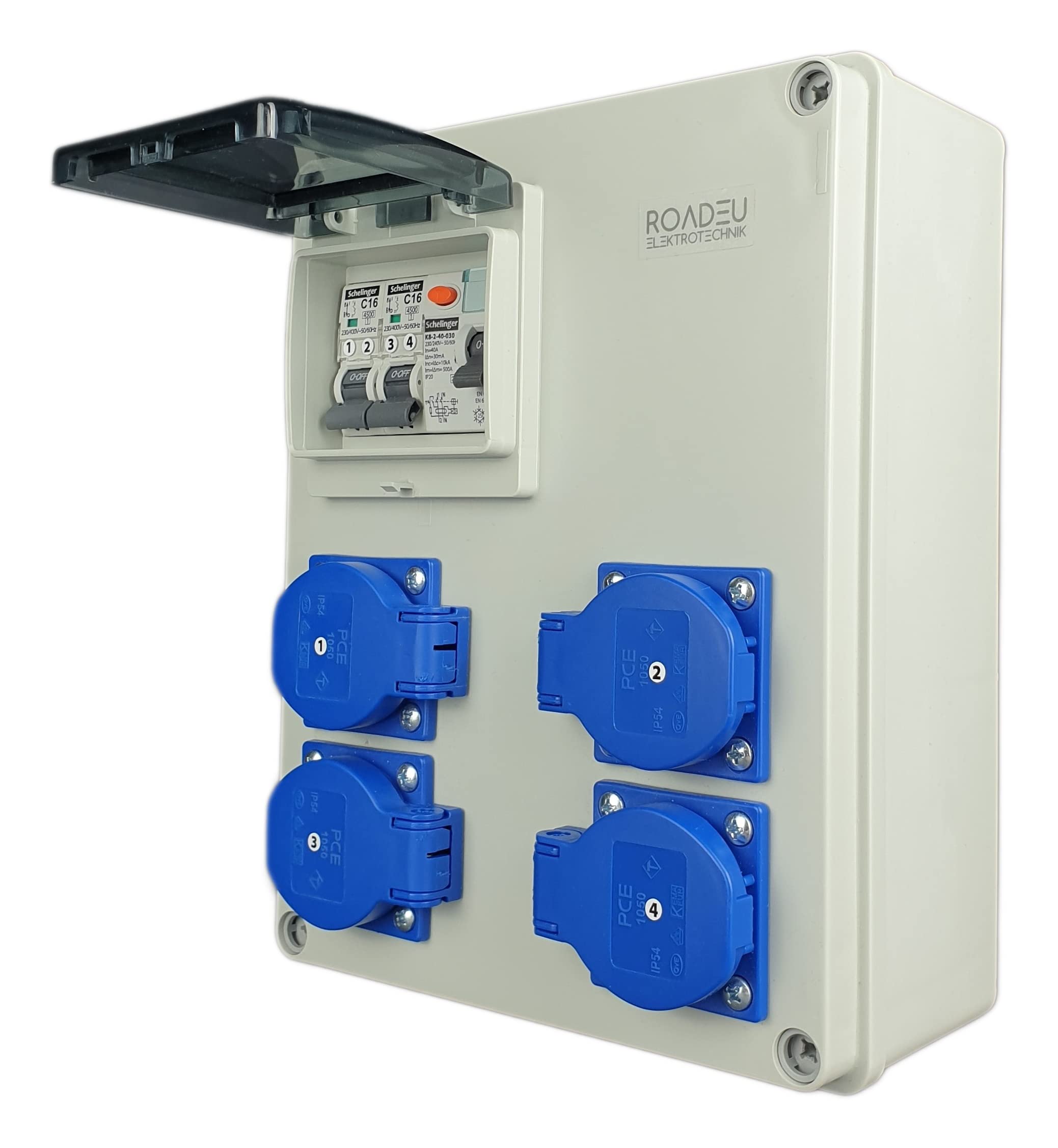 VEVOR Wandverteiler 230V 16A Mit 2xSchuko-Steckdosen, 1xAdapter-Buchse