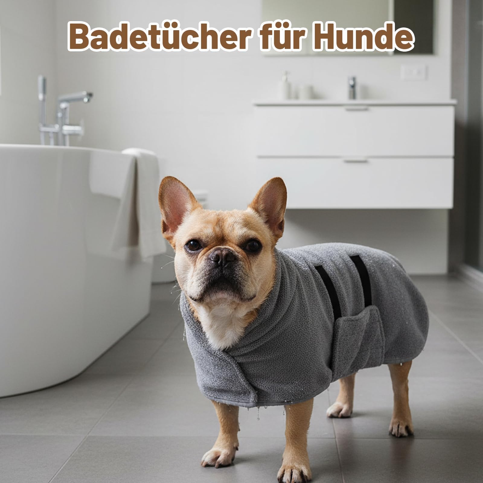 3-teiliges Bademantel Hund für Mittelgroße Hunde, Zweischichtig Verdickte Trockentücher für Hunde, Verstellbare Klettverschluss-Schrumpfriemen für Mittelgroße, Schnelltrocknendes Hundemantel für Bad