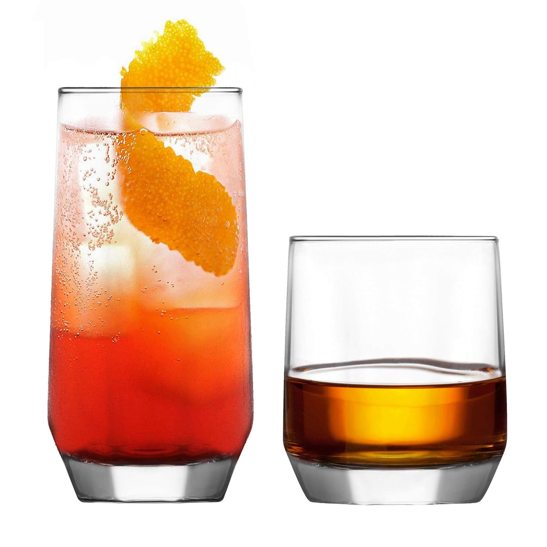 LAV Diamond Glassware Set - 12 Piece Clear Highball Tumblers