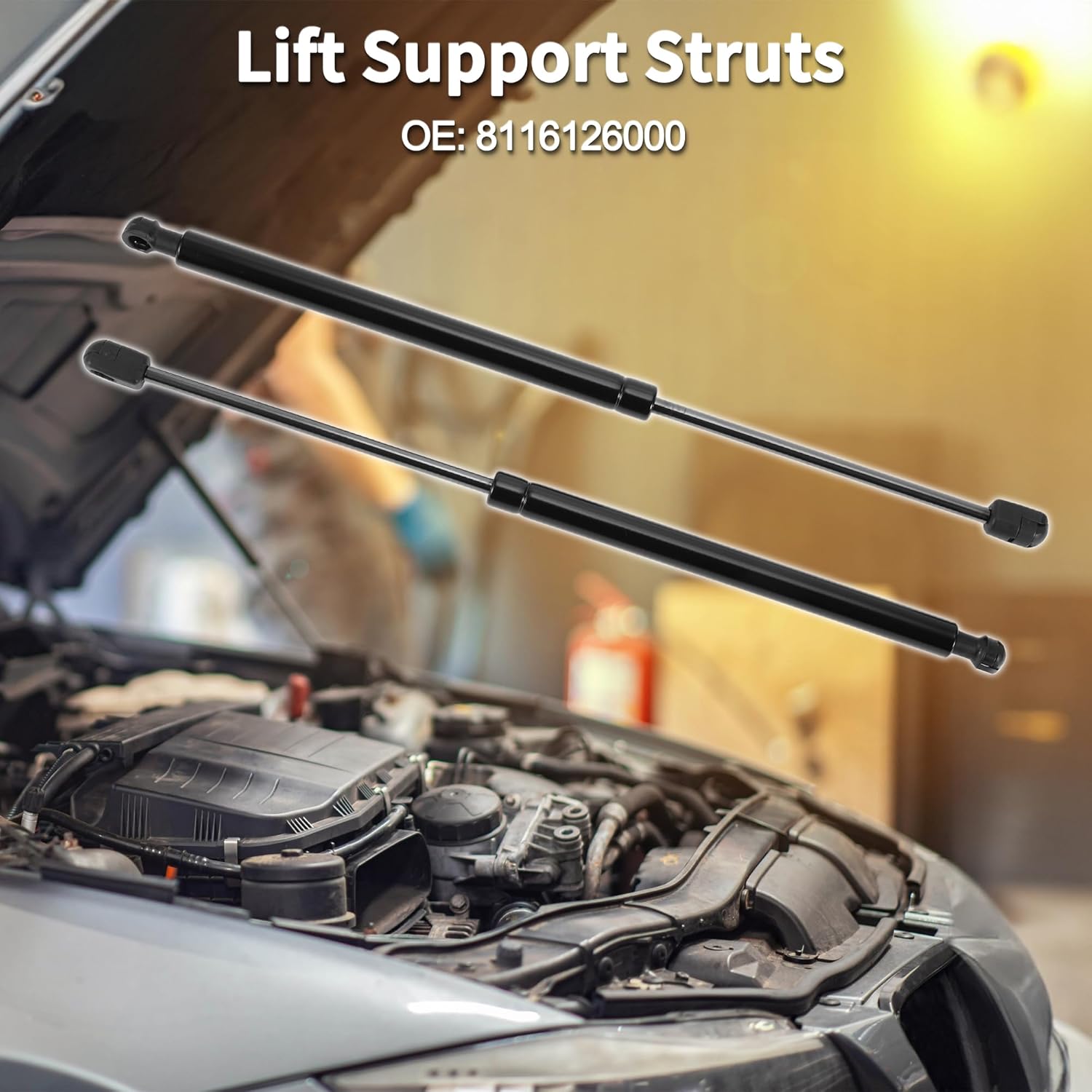 Lift Supports Struts for Hyundai Santa Fe 2001-2006 Sport Utility No.8116126000 Front Hood Gas Spring Black 2Pcs