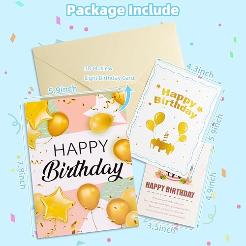 Miniatura 6 de Vocavi Tarjetas musicales de cumpleaños tarjetas de cumpleaños 3D con luz y música velas de luz LED soplables tarjetas de feliz cumpleaños tarjeta
